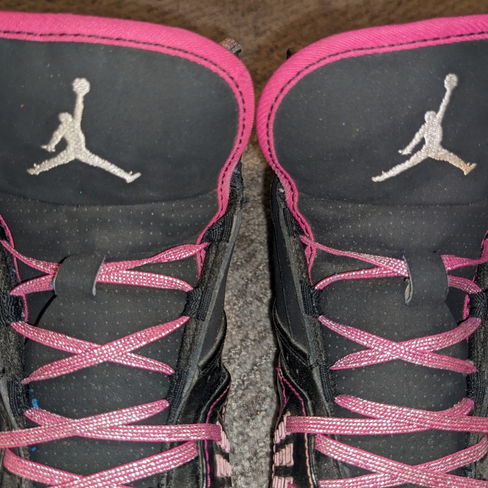 Girls Nike Air Jordans 1 Flight black/white/pink size: 6.5Y - Picture 10 of 11
